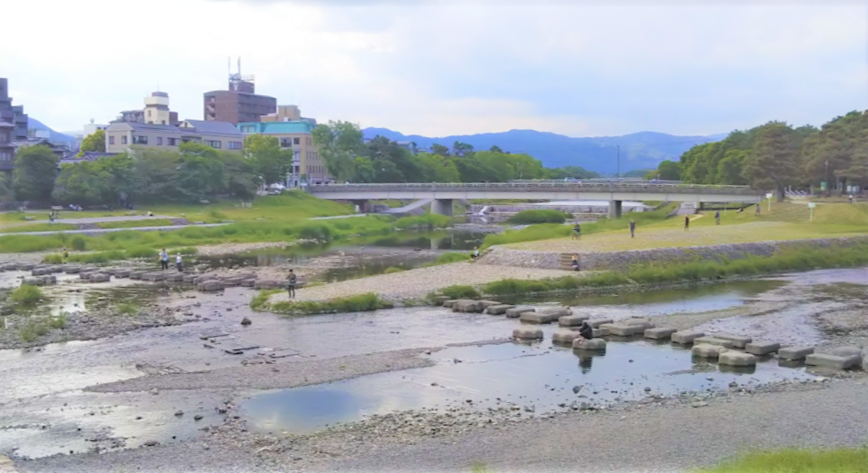 ハローワールドの鴨川デルタの飛び石がある場所